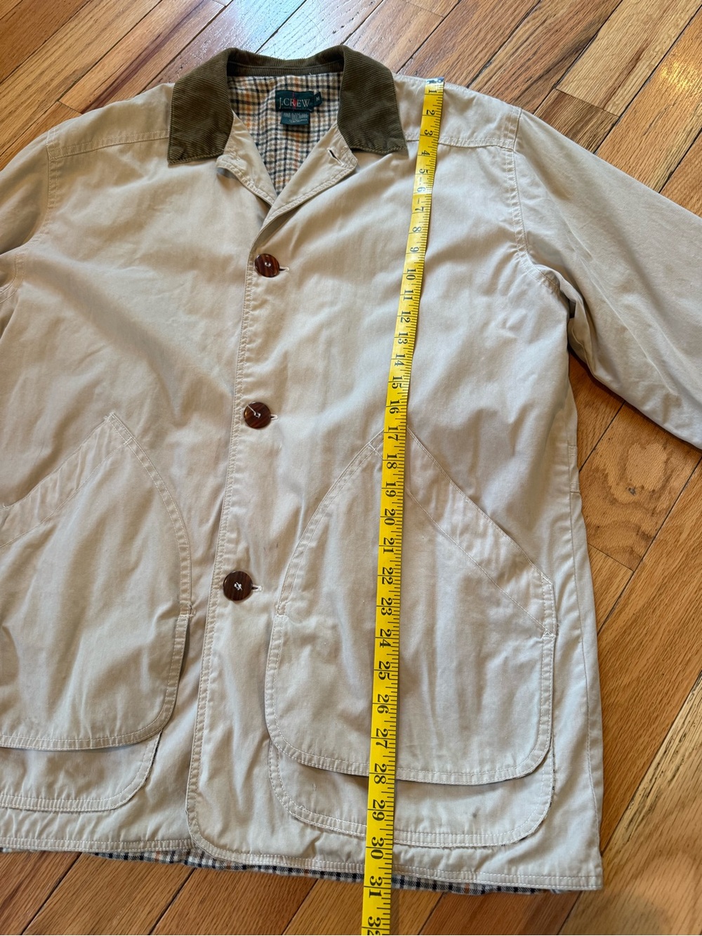 Vtg J. Crew Oarsman Corduroy Collar Barn Jacket Chore Coat Field Men’s Sz M Tan - Picture 6 of 16